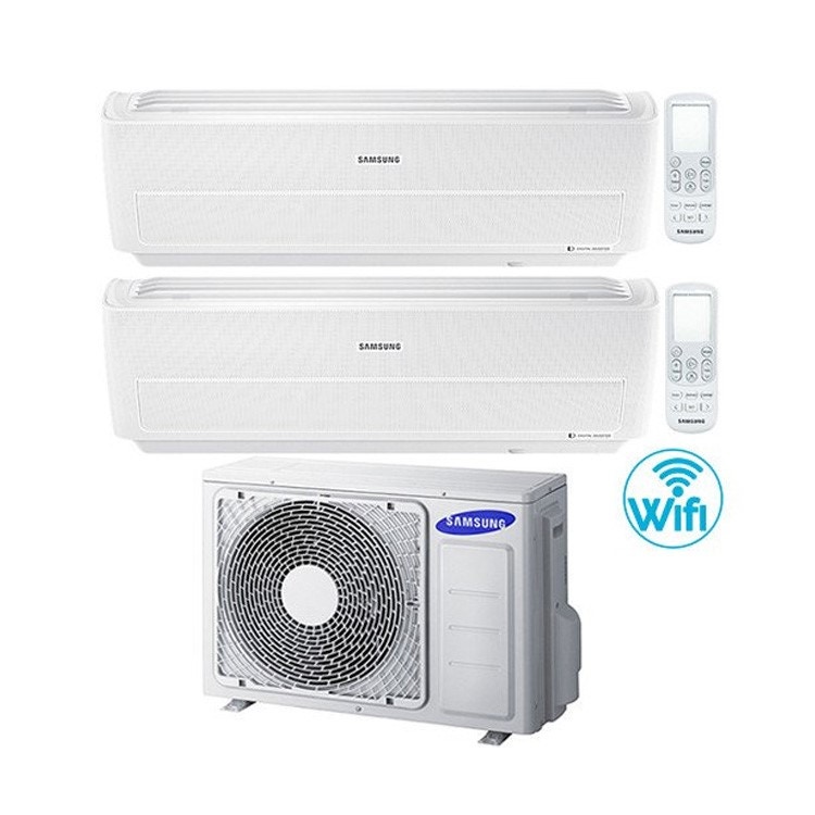 Immagine di Samsung WINDFREE PLUS Climatizzatore dual split wi-fi 7+12 BTU AJ040FCJ2EH/EU+AR07MSPXAW+AR12MSPXAW 