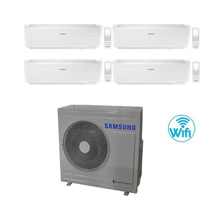 Immagine di Samsung WINDFREE PLUS Climatizzatore quadri split wi-fi 7+7+7+12 BTU AJ070FCJ4EH/E+3xAR07MSPXAW+AR12MSPXAW 