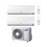 Immagine di Samsung NEW STYLE PLUS Climatizzatore dual split inverter Bianco | unità esterna 5 kW unità interne 9000+18000 BTU AJ050MCJ2EH/EU+AR09NXFHBWKNEU+AR18NSFHBWKNEU