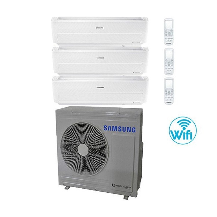 Immagine di Samsung WINDFREE Climatizzatore trial split wi-fi 9+9+12 BTU AJ068MCJ3EH/EU+2xAR09MSPXBW+AR12MSPXBW