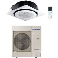 Immagine di Samsung CASSETTA 360° Climatizzatore monosplit inverter | unità esterna 9 kW unità interna 30000 BTU Con pannello quadrato bianco e comando wireless  AC090MN4PKH/EU-AC090MXADKH/EU-PC4NUDMAN-AR-KH00E