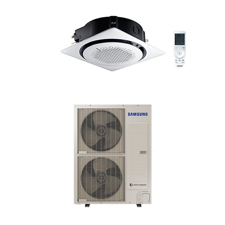 Immagine di Samsung CASSETTA 360° Climatizzatore monosplit inverter | unità esterna 14 kW unità interna 48000 BTU Con pannello quadrato bianco e comando wireless AC140MN4PKH/EU-AC140MXADKH/EU-PC4NUDMAN-AR-KH00E
