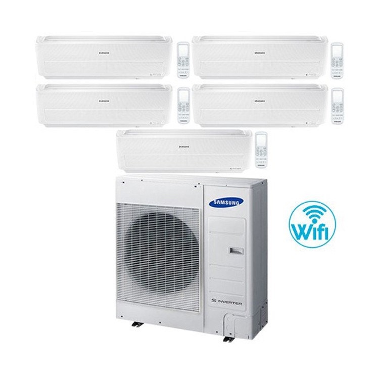 Immagine di Samsung WINDFREE Climatizzatore penta split wi-fi 7+7+7+9+12 BTU AJ100FCJ5EH/EU+3xAR07MSPXBW+AR09MSPXBW+AR12MSPXBW