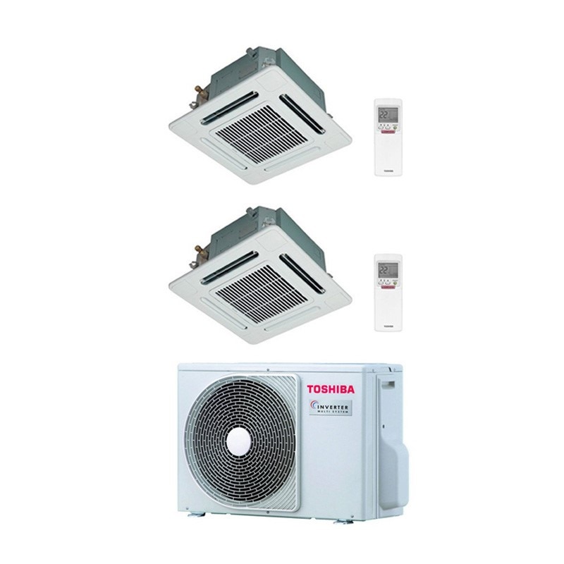Immagine di Toshiba CASSETTA A 4 VIE Climatizzatore dual split inverter | unità esterna 5 kW unità interne 9000+18000 BTU RAS-2M18S3AV-E+RAS-M10SMUV-E+RAS-M16SMUV-E