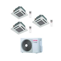 Immagine di Toshiba CASSETTA A 4 VIE Climatizzatore trial split inverter | unità esterna 5 kW unità interne 9000+12000+12000 BTU RAS-3M18S3AV-E+RAS-M10SMUV-E+2xRAS-M13SMUV-E