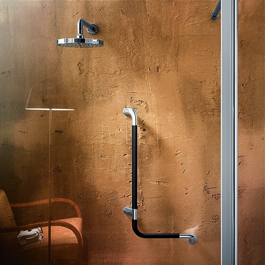 Immagine di Inda COMFORT sostegno di sicurezza sinistro L.36 H.67 cm, finitura cromo e nero soft touch AH993BCU