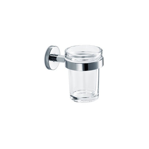 Immagine di Inda GEALUNA portabicchiere a parete con bicchiere in vetro extrachiaro trasparente, finitura cromo A1010ACR03