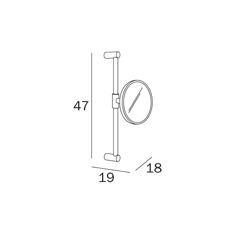 Inda A0458E CR Hotellerie specchio ingranditore a parete su asta  saliscendi, diametro parabola 18cm, finitura cromo