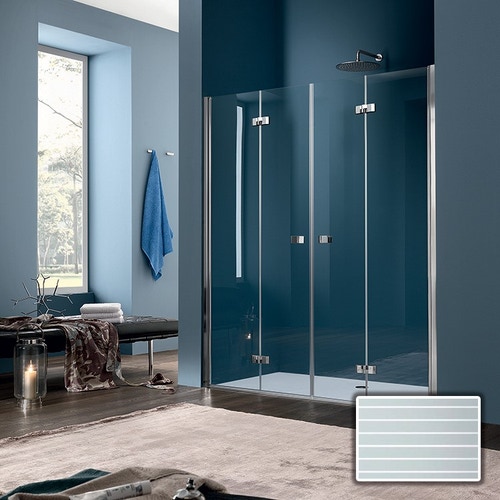 Immagine di Inda Sim doppia porta a soffietto per nicchia,vetro rigato, Trattamento Anticalcare B6028 2 AN 511A