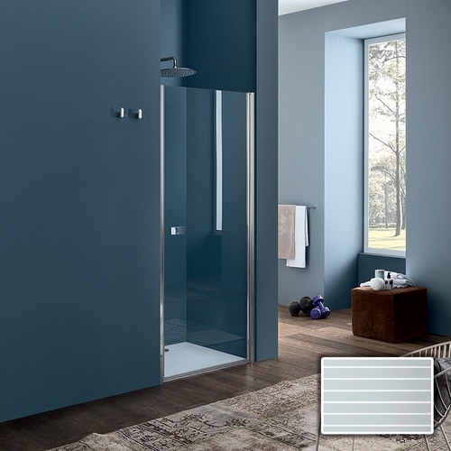 Immagine di Inda Sim porta a battente destra per nicchia, vetro rigato, Trattamento Anticalcare B6042 D AN 511A