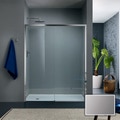 Immagine di Inda Trendy Design porta scorrevole sinistra per nicchia, vetro grigio, finitura cromo B4433 S AN 14