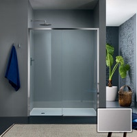 Immagine di Inda Trendy Design porta scorrevole sinistra per nicchia, vetro grigio, finitura cromo B4437 S AN 14