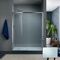 Immagine di Inda Trendy Design porta scorrevole sinistra per nicchia, vetro finitura ice, finitura cromo, Trattamento Anticalcare B4431 S AN 801A