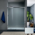 Immagine di Inda Trendy Design porta scorrevole sinistra per nicchia, vetro rigato, finitura cromo, Trattamento Anticalcare B4436 S AN 511A