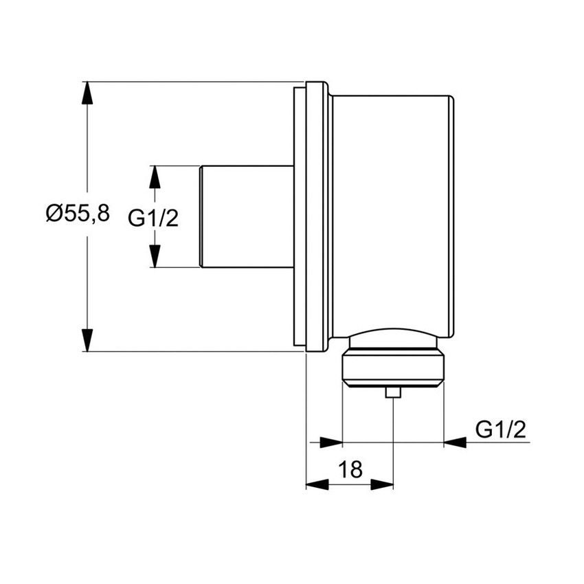 Immagine di Ideal Standard Gomito a muro con valvola di ritegno, finitura cromo B9448AA