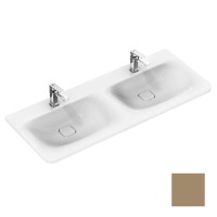 Immagine di Ideal Standard TONIC II lavabo Top con doppio bacino 120 x 50 cm con foro rubinetteria senza troppopieno, marrone chiaro K0870FM