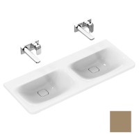 Immagine di Ideal Standard TONIC II lavabo Top con doppio bacino 120 x 50 cm senza foro rubinetteria senza troppopieno, marrone chiaro K0871FM