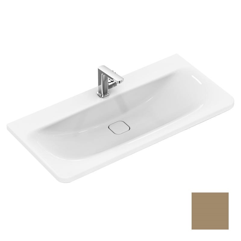 Immagine di Ideal Standard TONIC II lavabo Top 100 x 50 cm con foro rubinetteria senza troppopieno, marrone chiaro K0862FM