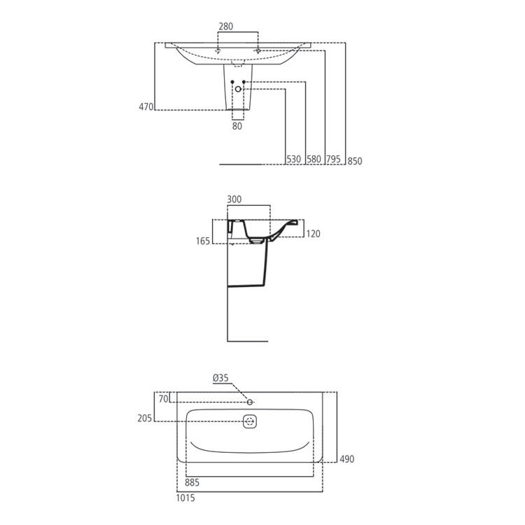 Immagine di Ideal Standard TONIC II lavabo Top 100 x 50 cm con foro rubinetteria senza troppopieno, marrone chiaro K0862FM