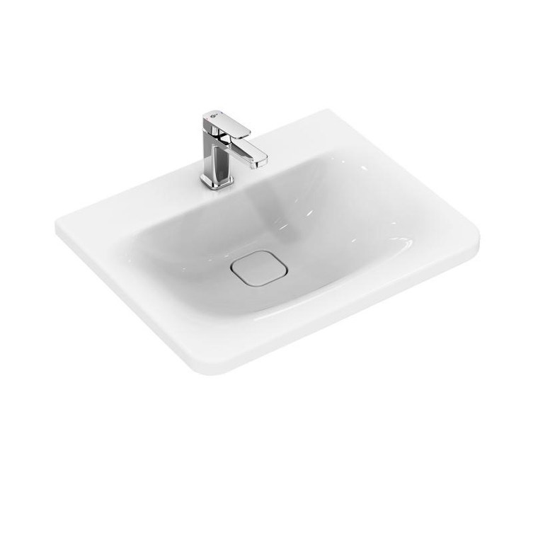 Lavello Ceramica Cucina Ideal Standard.Ideal Standard K083701 Tonic Ii Lavabo Top 60 X 50 Cm Con Foro Rubinetteria Senza Troppopieno Bianco Prezzi E Offerte Su Tavolla Com