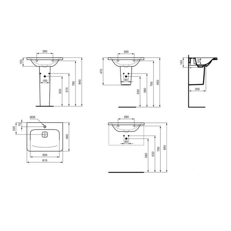 Immagine di Ideal Standard TONIC II lavabo Top 60 x 50 cm con foro rubinetteria senza troppopieno, marrone chiaro K0837FM