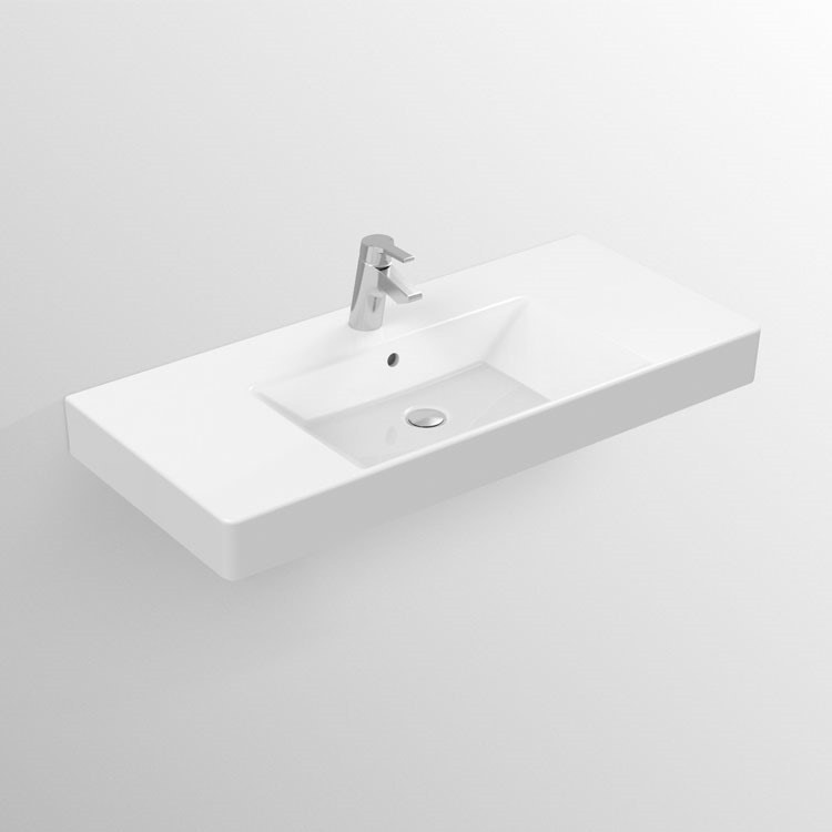 Immagine di Ideal Standard STRADA lavabo Top 100 x 45 cm con foro per rubinetteria con troppopieno, bianco K080901