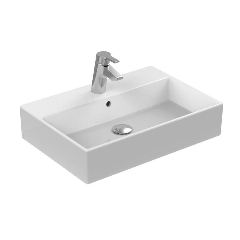 Immagine di Ideal Standard STRADA lavabo da appoggio L.60 P.42 cm, con foro per rubinetteria e troppopieno, colore bianco K078101