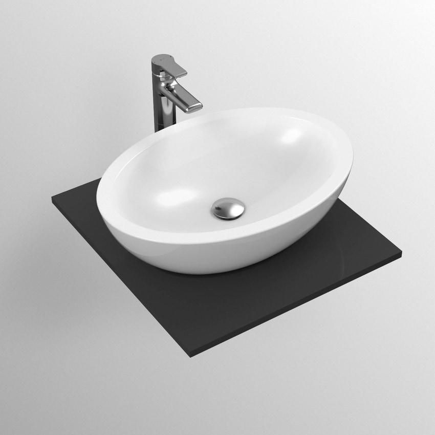 Immagine di Ideal Standard STRADA lavabo da appoggio su piano L.60 P.42 cm, senza foro rubinetteria, senza troppopieno, colore bianco K078401