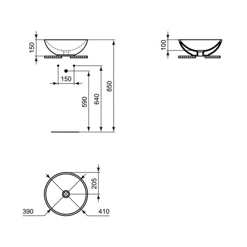 Immagine di Ideal Standard STRADA lavabo da appoggio su piano L.41 P.41 cm, senza foro rubinetteria, senza troppopieno, colore bianco K079501