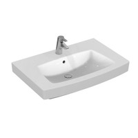 Immagine di Ideal Standard 21 lavabo Top rettificato alla base 80 x 54 cm con foro rubinetteria e troppopieno, bianco T001501