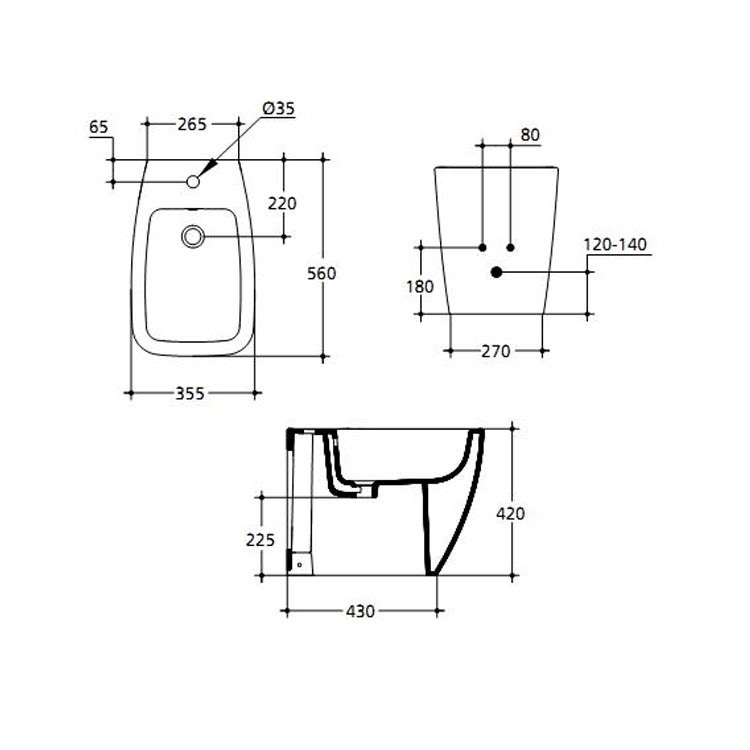Immagine di Ideal Standard 21 bidet a pavimento monoforo filo parete, bianco T515001