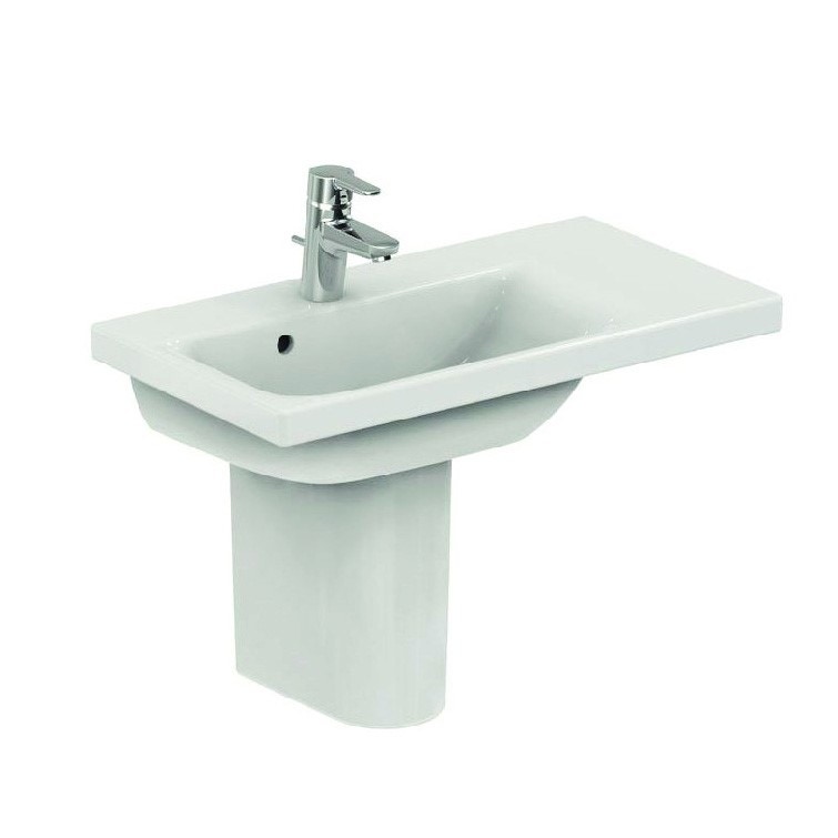Immagine di Ideal Standard Connect Space lavabo Top asimmetrico 70 x 38 cm con ripiano destro con foro rubinetteria e troppopieno, bianco E132801