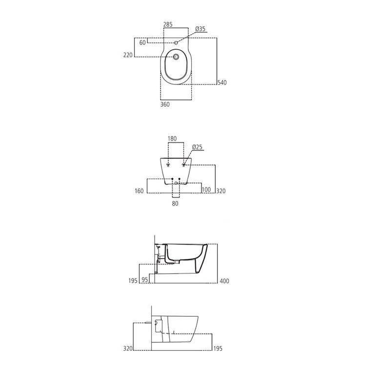 Immagine di Ideal Standard Connect Bidet sospeso monoforo con erogazione dell’acqua dal rubinetto, bianco E799701