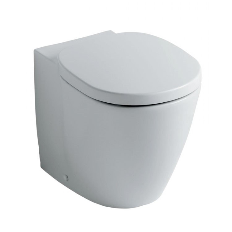 Immagine di Ideal Standard Connect Vaso a terra completo di sedile a chiusura rallentata, flussometro,cassetta alta o immurata, bianco E716801