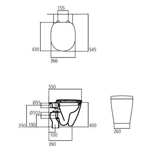 Immagine di Ideal Standard Connect Vaso a terra completo di sedile a chiusura rallentata, flussometro,cassetta alta o immurata, bianco E716801