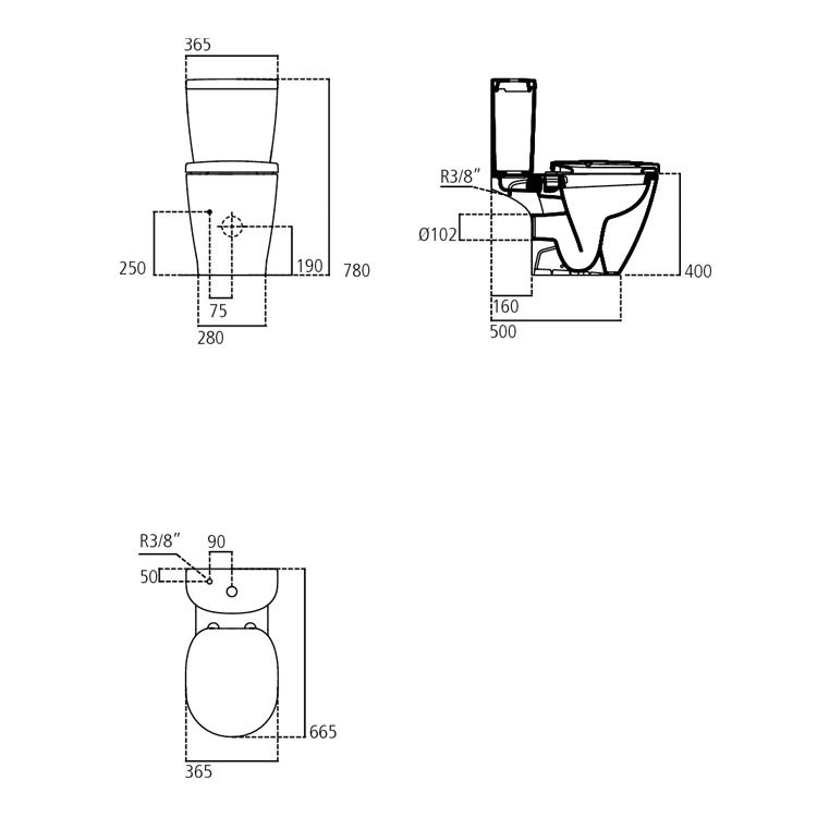 Immagine di Ideal Standard Connect Vaso per cassetta scarico a parete  senza sedile, fissaggi a pavimento, bianco E803601