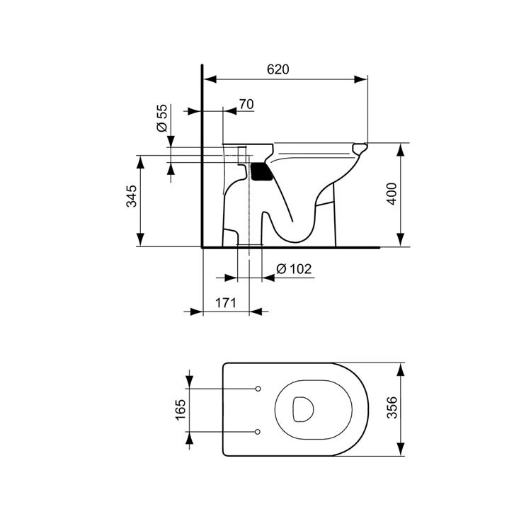 Immagine di Ideal Standard Esedra Vaso scarico a pavimento, flussometro, passo rapido, bianco T306361