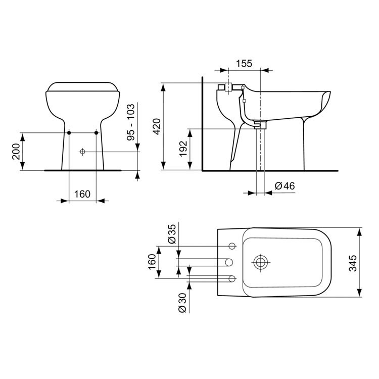 Immagine di Ideal Standard Conca Bidet monoforo, bianco T528061