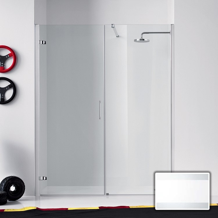 Immagine di Inda Praia Design porta a battente su elemento fisso, vetro con fascia serigrafata B1138 I AN 73