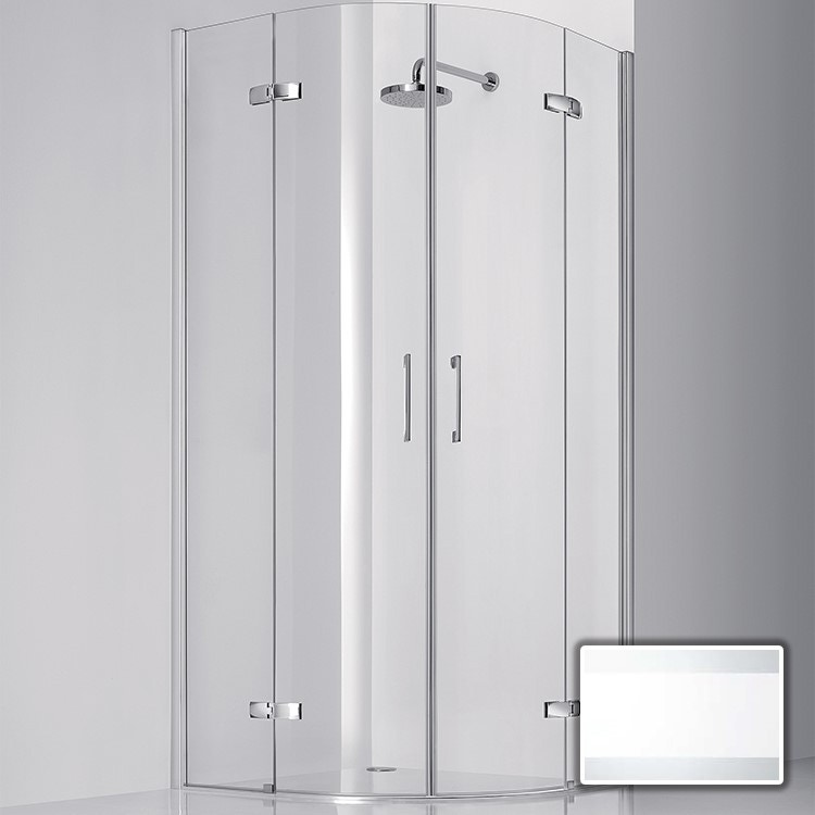 Immagine di Inda Praia Design semitonda con due porte a battente ed elemento fisso, vetro con fascia serigrafata B1174 0 AN 73
