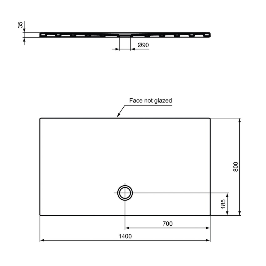 Immagine di Ideal Standard STRADA piatto doccia rettangolare 140 x 80 cm con trattamento antiscivolo, bianco T0390YK