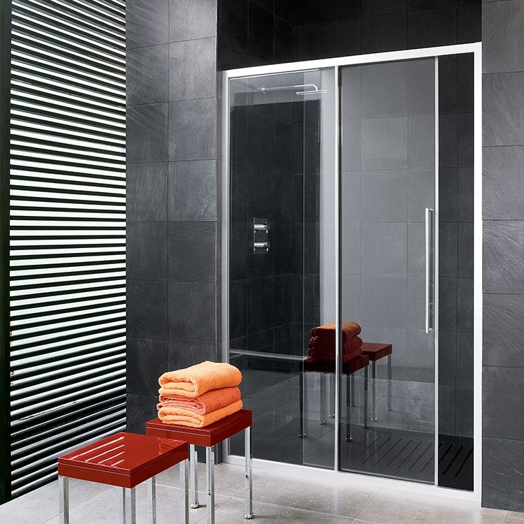 Immagine di Inda Trendy porta scorrevole sinistra per nicchia, finitura cromo/silver B4430 L AK 01