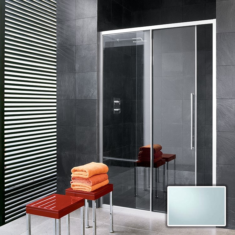 Immagine di Inda Trendy porta scorrevole sinistra per nicchia, vetro finitura ice, finitura cromo/silver B4430 L AK 80