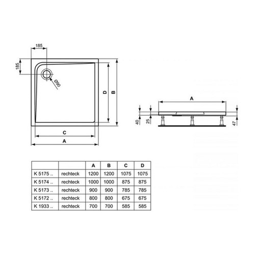 Immagine di Ideal Standard ULTRA FLAT piatto doccia quadrato in acrilico con ideal grip 80 x 80 cm, bianco K5172YK