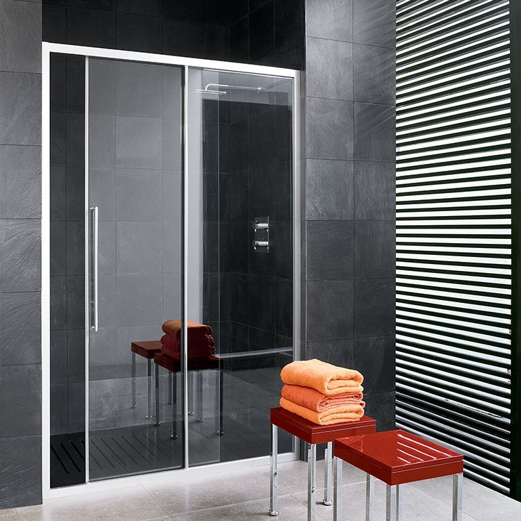 Immagine di Inda Trendy porta scorrevole destra per nicchia, finitura cromo B4432 R AN 01