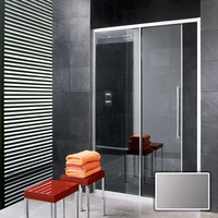 Immagine di Inda Trendy porta scorrevole sinistra per nicchia, vetro grigio, finitura cromo/silver, Trattamento Anticalcare B4432 L AK 141A
