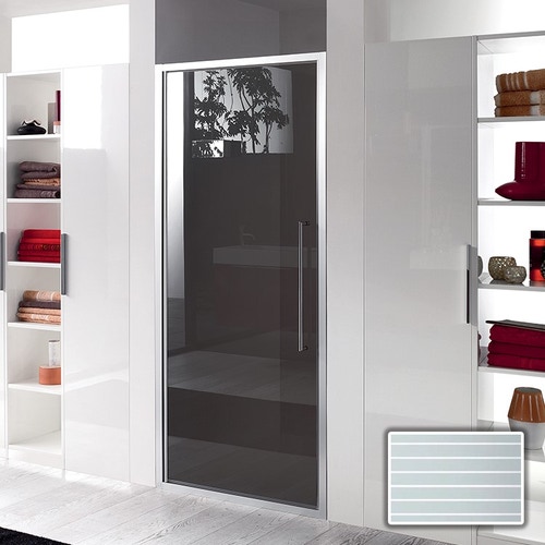 Immagine di Inda Trendy porta a battente per nicchia, vetro rigato, finitura cromo B4444 T AN 51