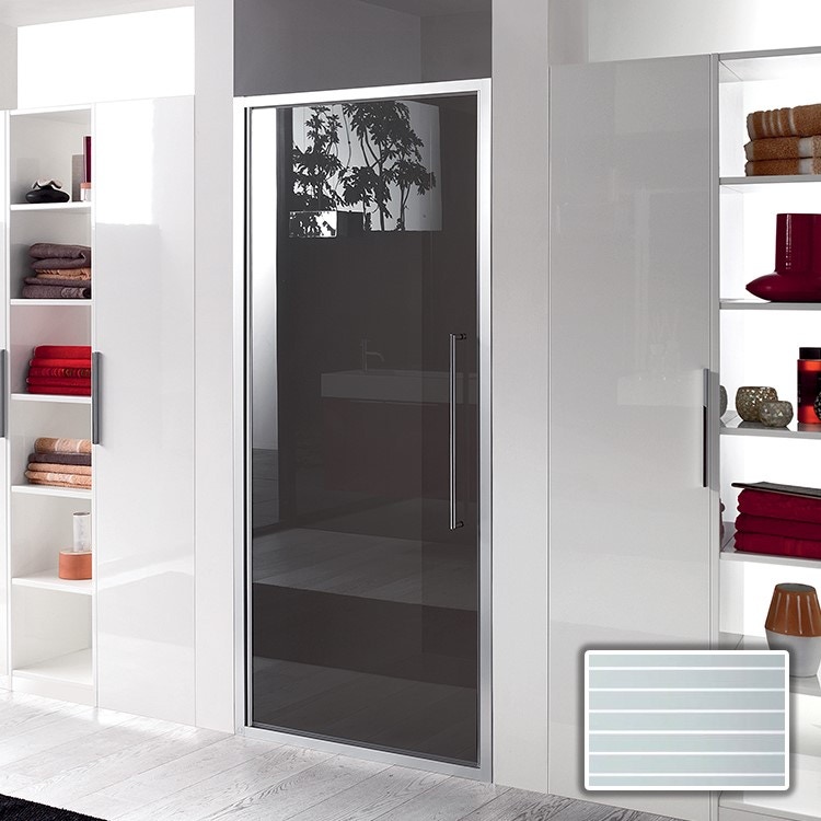 Immagine di Inda Trendy porta a battente per nicchia, vetro rigato, finitura cromo B4440 T AN 51
