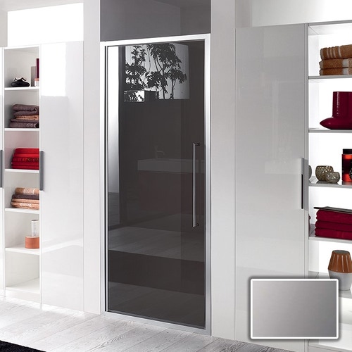 Immagine di Inda Trendy porta a battente per nicchia, vetro grigio, finitura cromo/silver B4444 T AK 14