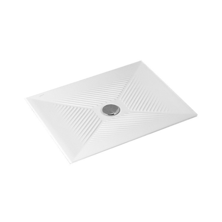 Immagine di Ceramica Dolomite VELA Piatto doccia 120x80x6 cm, foro di scarico Ø90 mm. Installazione a filo pavimento,ceramica,bianco J386600